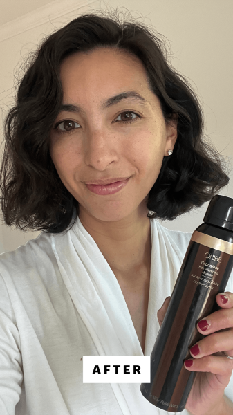 Pai after applying Oribe Grandiose HairPlumping Mousse and letting her hair airdry