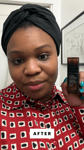 Cruel after applying the Este Lauder Advanced Night Repair Eye Lift  Sculpt Eye Cream