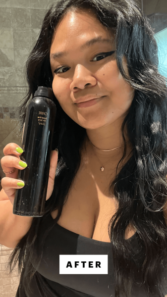 Calaor after applying Oribe Superfine Strong Hairspray