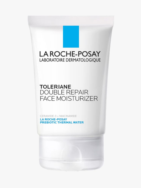La Roche-Posay Toleriane Double Repair Face Moisturizer in branded tube component on a light gray background